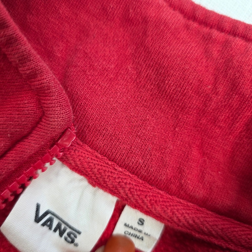 Vans Quarter Zip Sweatshirt Women S Red Checkerboard crop gorpcore Y2K skater - Picture 4 of 10